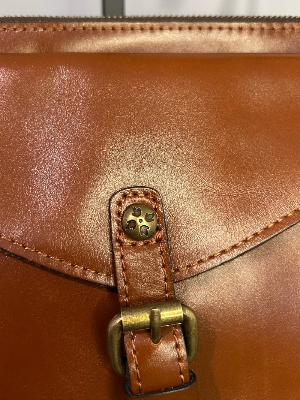 Patricia Nash Avellino Cognac Leather Crossbody Bag Vintage Buckle Purse ✈️ 🇯🇵 - Picture 5 of 12